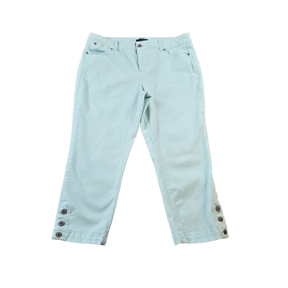 Talbots Simply Flattering‎ Denim Capri Jeans Seafoam Green Mid Rise Petite 16